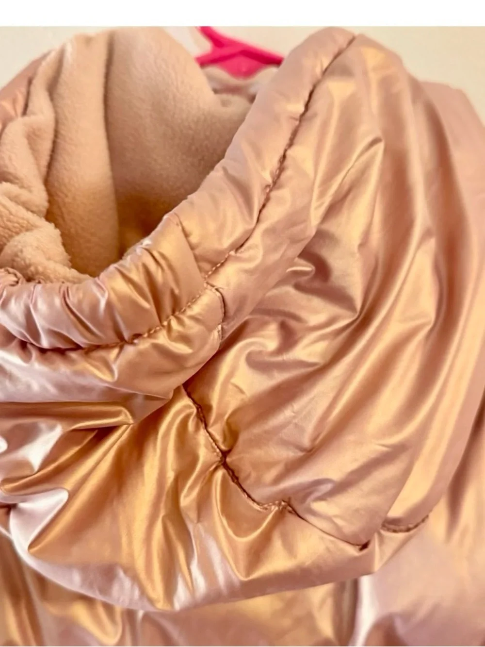 SwissTech Girls Rose Gold Metallic Puffer Jacket 7-8 Kids